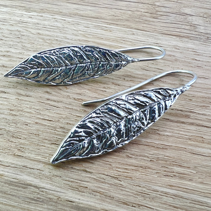 Silberohrhänger - Blatt gross - handgemacht aus Silber