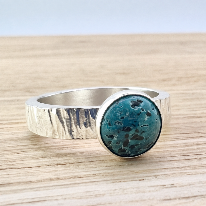 Silberring - mit natürlichem Türkis Cabochon - Grösse 57