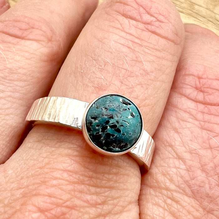 Silberring - mit natürlichem Türkis Cabochon - Grösse 57