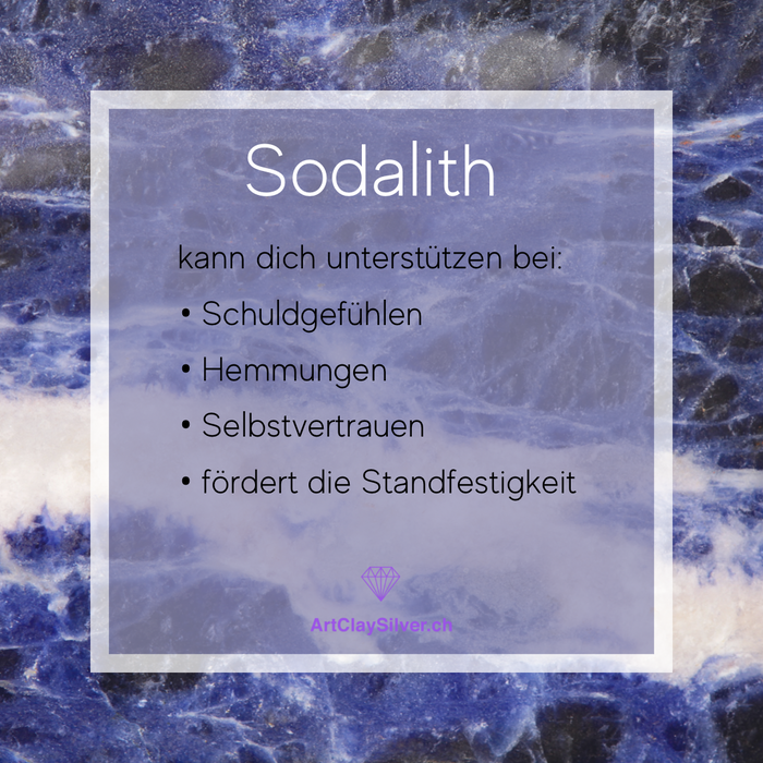 Edelsteinarmband Sodalith & Bergkristall - mit handgemachtem Silberanhänger