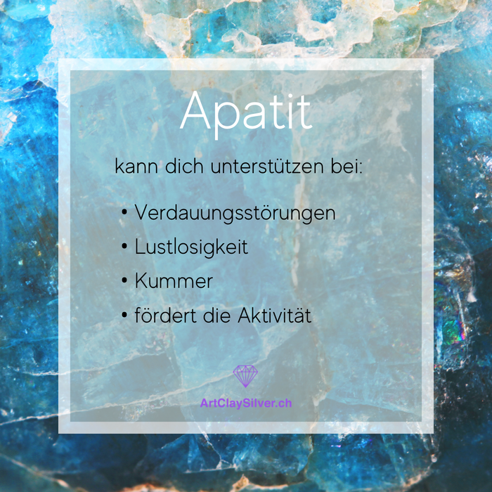 Apatit Edelsteinarmband matt  - mit handgemachtem Silberanhänger