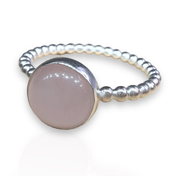 Rosenquarz Ring Ria - echter Rosenquarz mit 8 mm Durchmesser